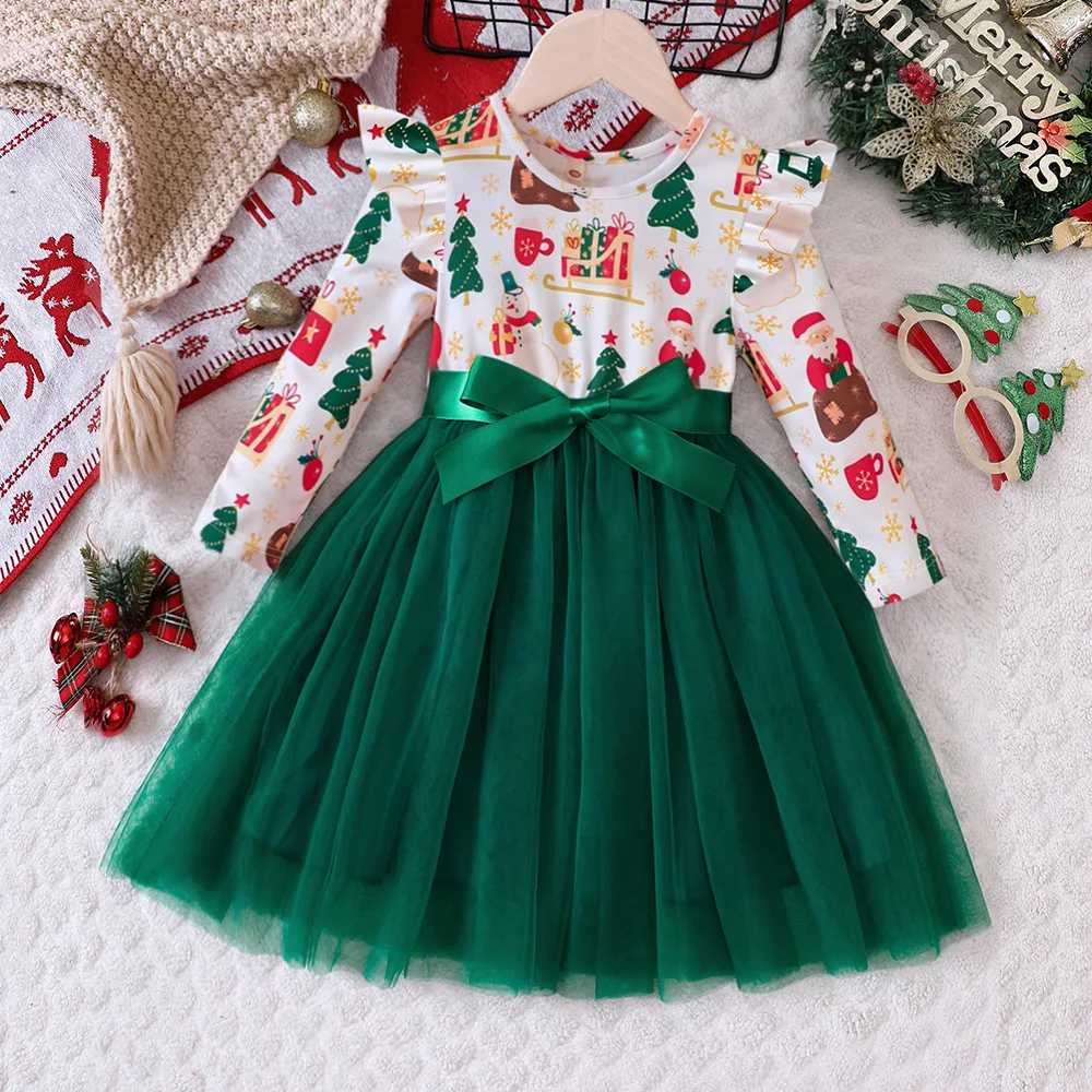 2025 Baby Girls Autumn Outfits Long Sleeve Dress Children Clothing Kids Girls' Christmas Dress For Party For 2 3 4 5 6 7 Years - Image 4