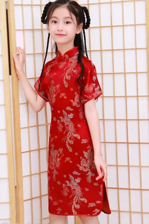 Fashion Modern Cheongsam Children Girls Dresses Summer Baby Casual Qipao Costumes Kids Clothes Chinese Style Girl Dress Vestidos