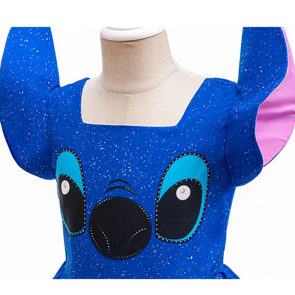 Girl Stitch Cartoon Dress Children Stage Performance Fluffy Gown Disney Movie Characters Costume Halloween Stitch Cos Clothes - Image 5