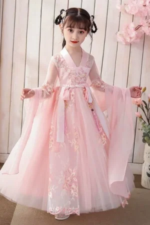Kids Fairy Tang Costume Girls Casual Dresses Hanfu Girl Summer Children's Clothing Outfit Princess Dress Baby Vestido Robe Fille