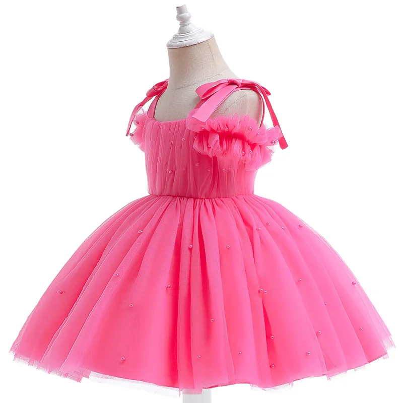 0-5Y baby girl dress baby dress dress christening dress pearl mesh princess dress tutu bow birthday party dress baby girl dress - Image 3
