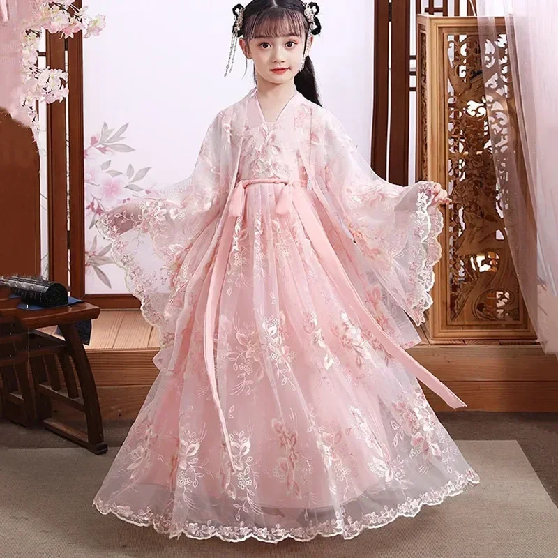 Summer Party Costume Girl Dresses Vintage Kids Clothes Vestido Casual Baby Chinese Hanfu Cosplay Children Princess Girls Dress - Image 4