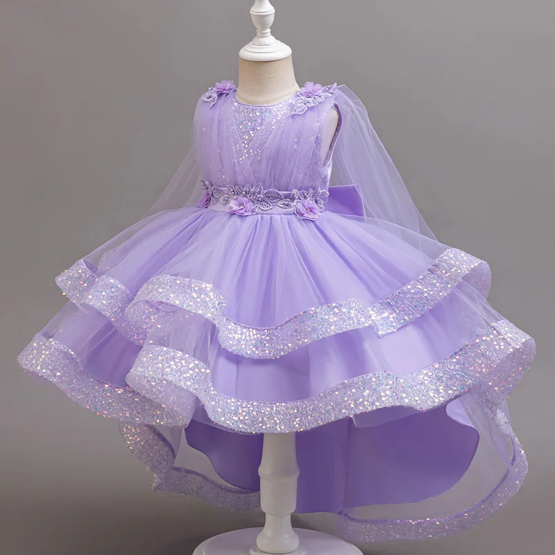 Tailing Dresses For Flower Girls Party Princess Purple Dress Kids Girl Dresses For Wedding Birthday Ceremony - Image 2