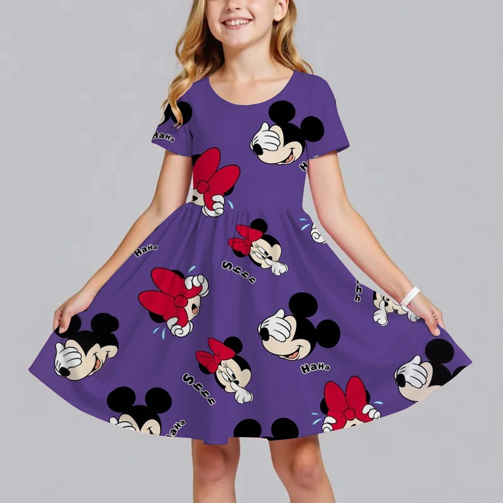 Girls' summer fashion skirt Cartoon Mickey Print dress Children's Princess dress Everyday casual short-sleeved clothes - Image 6