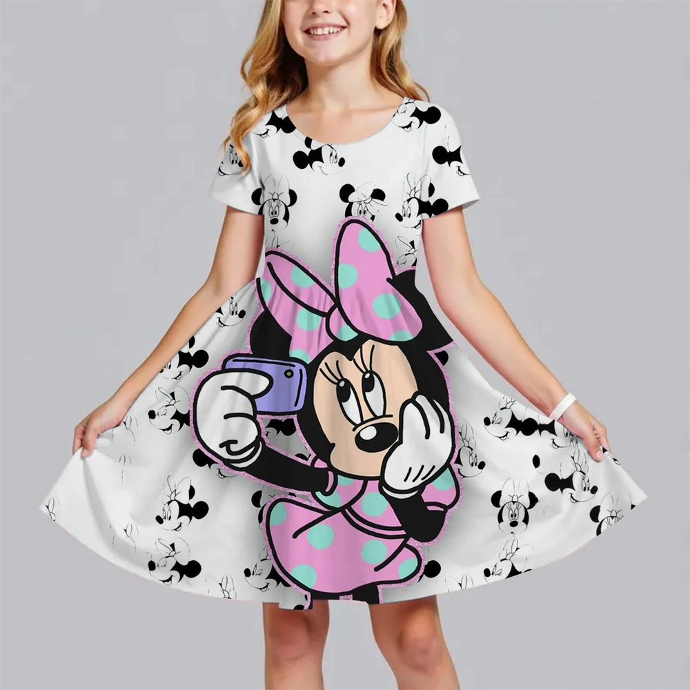 Girls' summer fashion skirt Cartoon Mickey Print dress Children's Princess dress Everyday casual short-sleeved clothes - Image 5