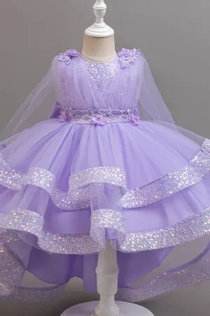 Tailing Dresses For Flower Girls Party Princess Purple Dress Kids Girl Dresses For Wedding Birthday Ceremony