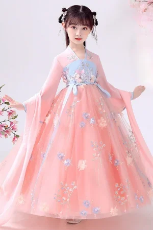 Summer Party Costume Girl Dresses Vintage Kids Clothes Vestido Casual Baby Chinese Hanfu Cosplay Children Princess Girls Dress