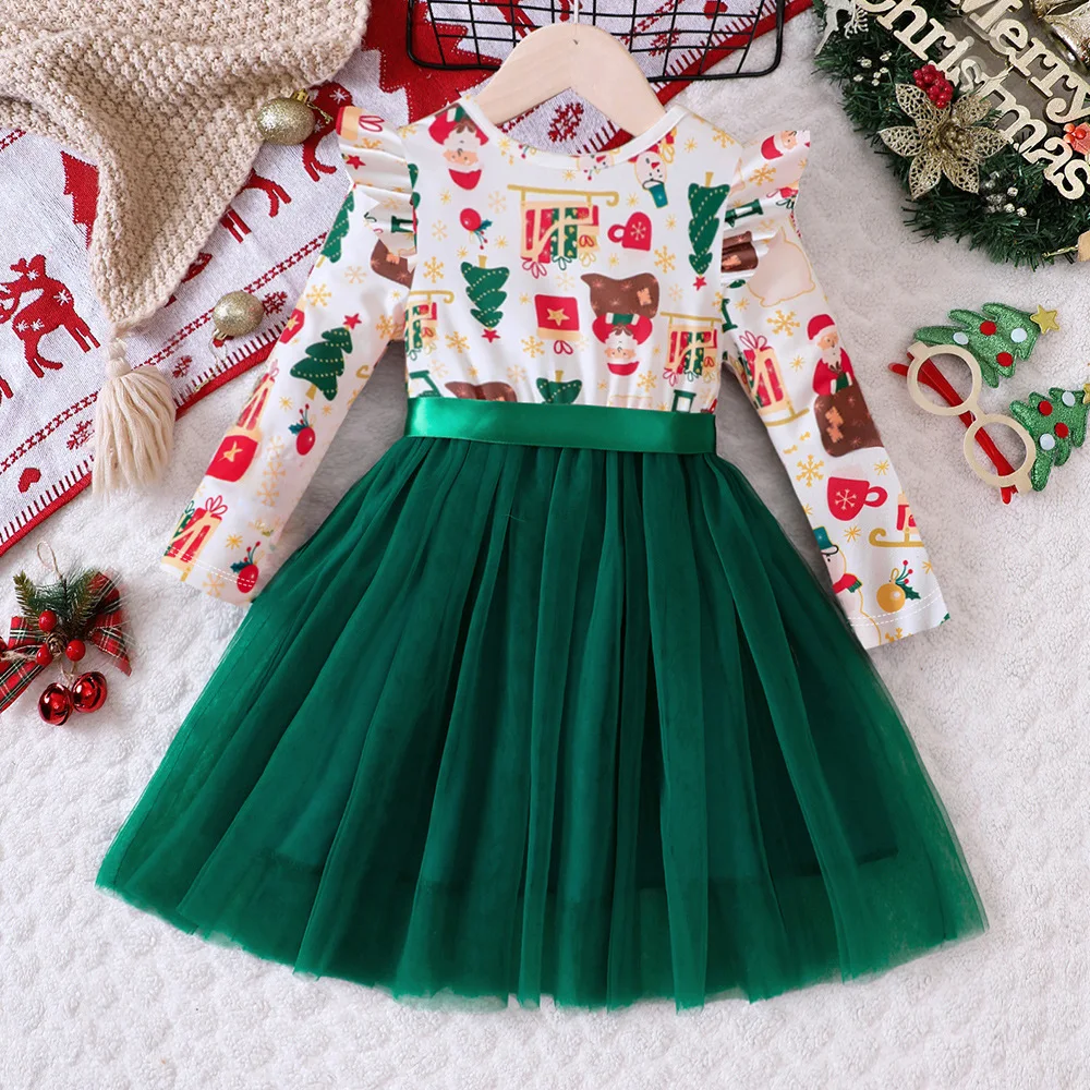 2025 Baby Girls Autumn Outfits Long Sleeve Dress Children Clothing Kids Girls' Christmas Dress For Party For 2 3 4 5 6 7 Years - Image 5