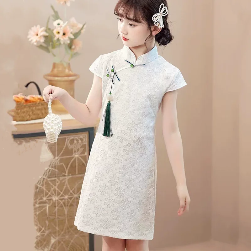 Stage Children Outfit Girls Casual Dresses Cheongsams Summer Baby Clothing Vestidos Kids Hanfu Qipao Girl Dress Tang Costume