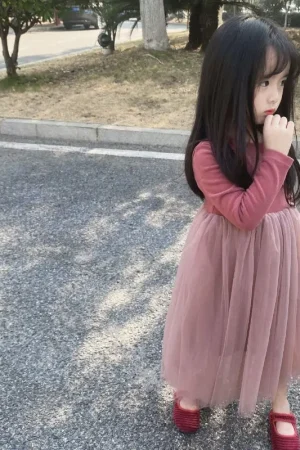 2025 Autumn Girls' Australian Fleece Long Sleeve Puffy Tulle Princess Dress Soft Skin-Friendly Kids Clothing for 4-12 Years Old